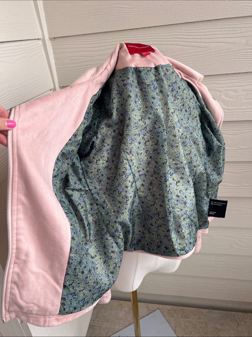 Saks Fifth Avenue Blush Pink Suede Moto Jacket - Medium - Picture 15 of 16